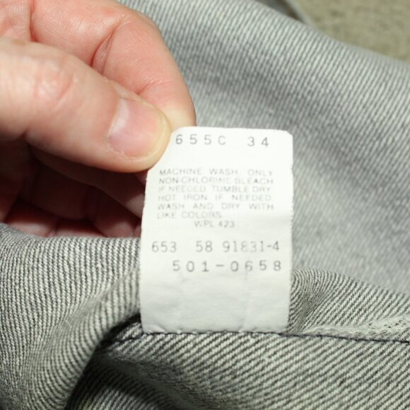 Vintage 80's Red Batwing Tag 501 Button Fly Grey 30x34 Jeans EUC! - Picture 3 of 9